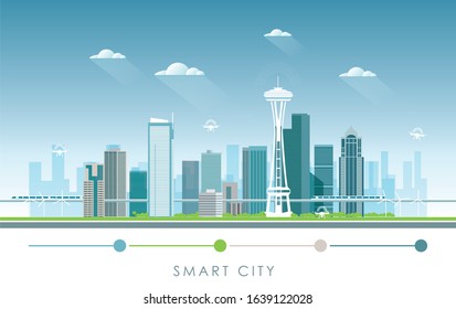 Vector illustration of Sustainable & future smart city 