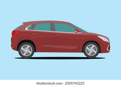 Vector illustration of SUV car in cartoon flat style. Sport Utility Vehicle simple picture. Family car icon for digital element. Compact SUV side view. Transportation technology modern