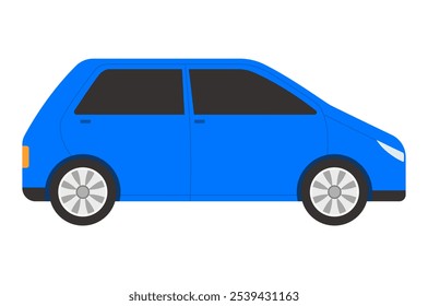 Vector illustration of SUV car in cartoon flat style. Family car icon for digital element. Compact SUV side view. Isolated on a white background