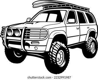 Vector illustration of SUV car isolated on white background