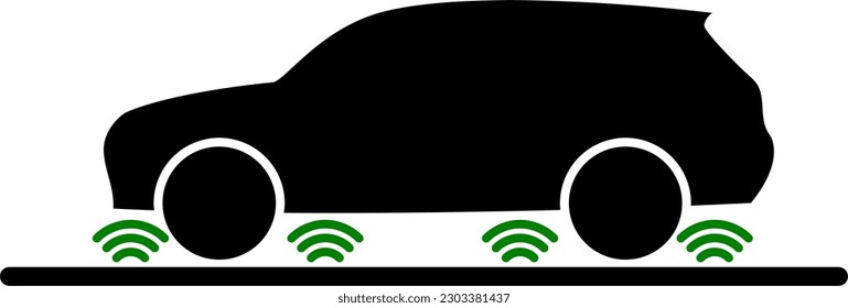 Vector illustration of SUV car wirelessly charger from a road