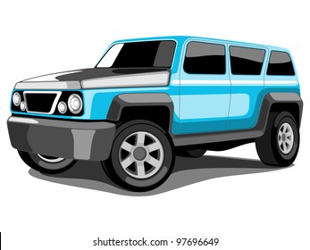 Vector illustration SUV or Sport Utility Vehicle  in Blue Color