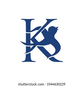 A Vector Illustration of Swallow Bird Initial Letter K
