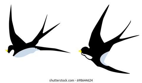 vector illustration of swallow birds silhouettes