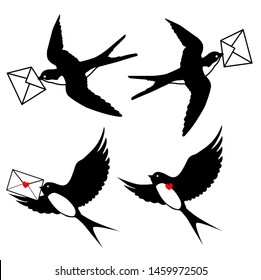 vector illustration swallows bringing letters