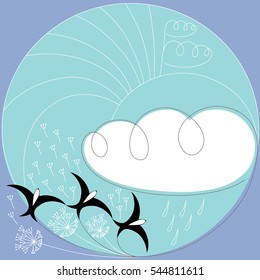 vector illustration with swallows and dandelions