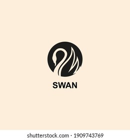 ilustración vectorial de un cisne en un círculo para iconos, símbolos y logotipos. logotipo de cisne simple. logotipo de cisne plana
