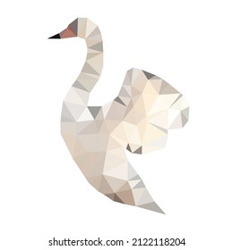Ilustración vectorial de un cisne de bajo estilo polo. Arte abstracto de animales con formas poligonales.