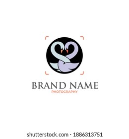 vector illustration of swan in round shape, multipurpose logo concept
