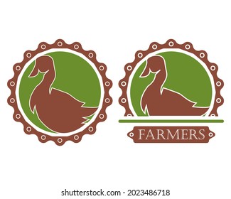vector illustration of a swan in a serrated circle, great for logos and icons, farms, food, restaurants, food stalls.