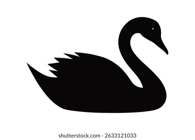 Vector illustration of a swan silhouette. Ideal for nature, elegance, or decorative arts themes.