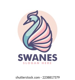 Vector Illustration Swan Simple Mascot Style.