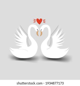 ilustración vectorial de cisnes enamorados. Aislarse sobre un fondo claro con sombras. cisnes.