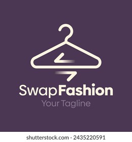 Vector Illustration for Swap Fashion Logo: A Design Template Merging Concepts of a Hanger Fashion and Swap Arrow Shape