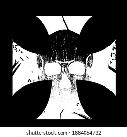 Vektorgrafik eines Swastika mit einem Schädel innen. Vektordesign für T-Shirts.