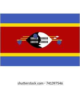 Vector illustration Swaziland flag icon isolated on white background. Rectangle national flag of Swaziland . Flag button