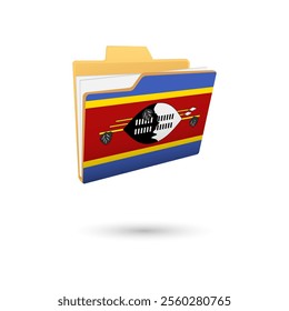 Vector illustration of Swaziland flag isolated in file folder on white background.