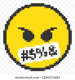 Vector illustration of swearing 
 emoticons in a pixel art 8 bit video game style. Simple design on transparent background (PNG).