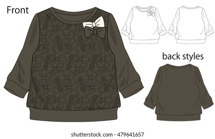 Vector illustration of Sweat shirt. Front and back views