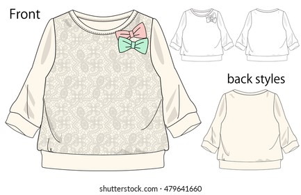 Vector illustration of Sweat shirt. Front and back views