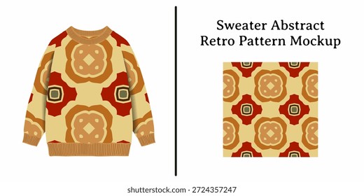 Ilustración vectorial de un suéter con patrón retro abstracto, maqueta para el diseño