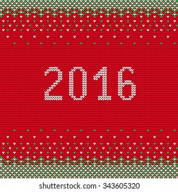 Vector Illustration of sweater Party for Design, Website, Background, Banner. Happy New Year 2016 Knitted Retro cloth with Snowflake Element Template