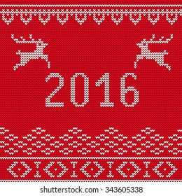 Vector Illustration of sweater Party for Design, Website, Background, Banner. Happy New Year 2016 Knitted Retro cloth with Snowflake Element Template