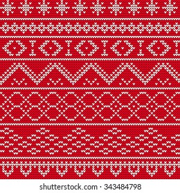 Vector Illustration of sweater seamless Pattern for Design, Website, Background, Banner. Merry christmas Knitted Retro cloth with Snowflake Element Template