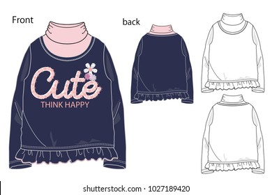 Vector illustration of sweatshirt. Front and back views