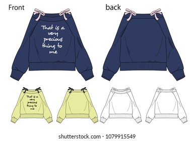 Vector illustration of sweatshirt. Front and back views