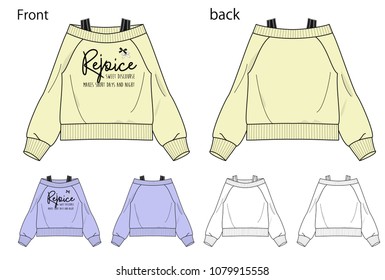 Vector illustration of sweatshirt. Front and back views