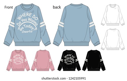Vector illustration of sweatshirt. Front and back views.