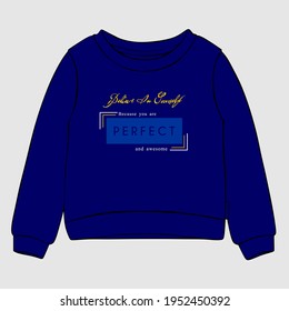 Vector illustration of sweatshirt. Front graphic print views.