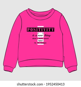 Ilustración vectorial de la sudadera. Vistas de impresión de gráficos frontales.