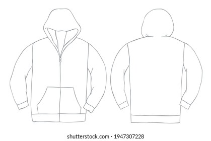 Vector illustration of sweatshirt template, front and back.