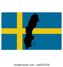 vector illustration of Sweden flag and map