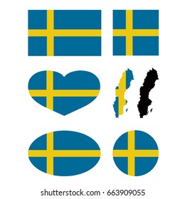 vector illustration of Sweden flag and map