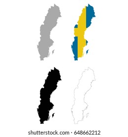 vector illustration of Sweden map and flag