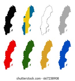 vector illustration of Sweden maps and flag