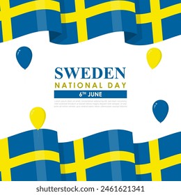 Vector illustration of Sweden National Day social media feed template