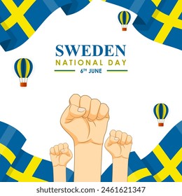 Vector illustration of Sweden National Day social media feed template