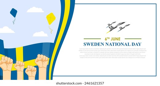 Vector illustration of Sweden National Day social media feed template