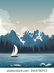 Vector illustration. Sweden, poster design, vertical banner, postcard