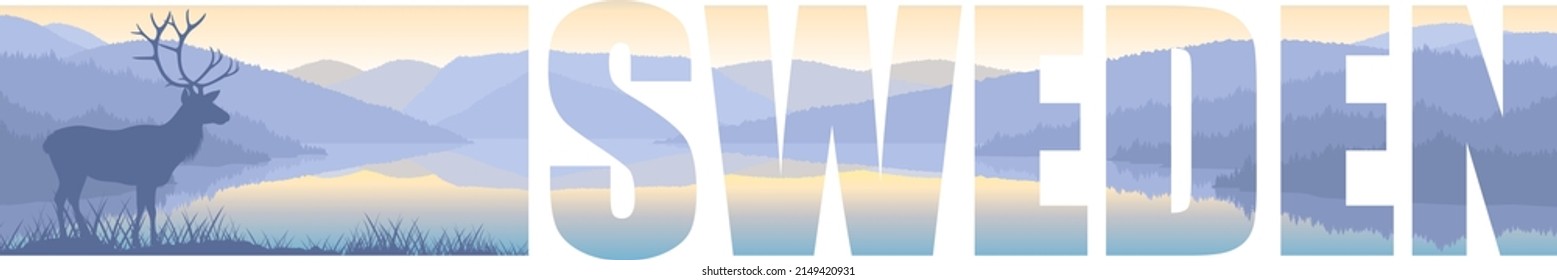 vector illustration - Sweden with  raindeer