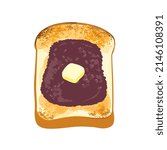 Vector illustration of sweet bean paste butter toast.