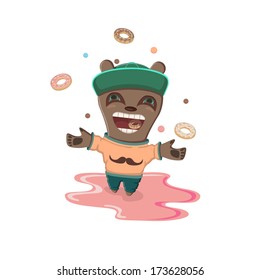 Vector Illustration of a sweet bear on a white background