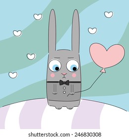 vector illustration of sweet bunny with balloon