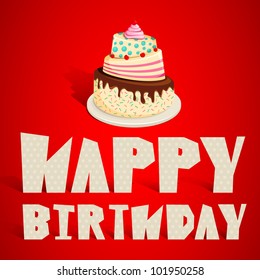 vector illustration of sweet cake in happy birthday concept