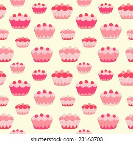 Vector illustration. Sweet cakes seamless background.