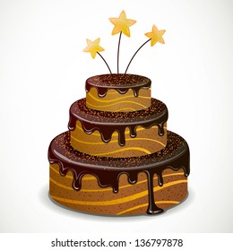Vector Illustration of a Sweet Chocolate Cake